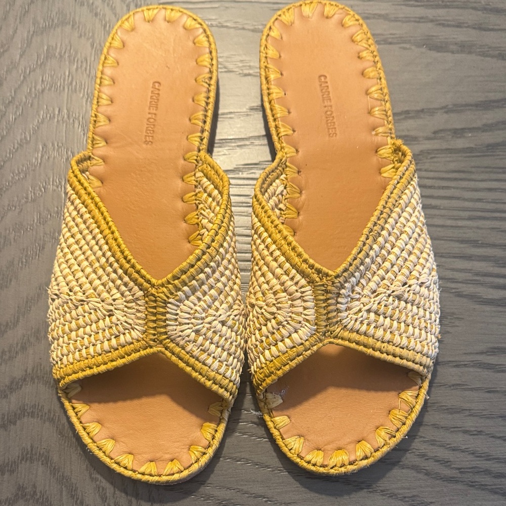 Casual Elegance Woven Sandals in Yellow and Cream